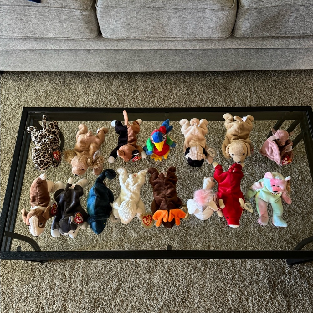Rare assortment of beanie babies.